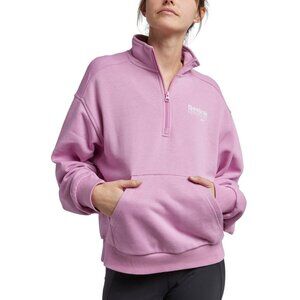 Reebok Women's Identity Brand Proud Quarter Zip Sweatshirt Pink Size S MSRP $60